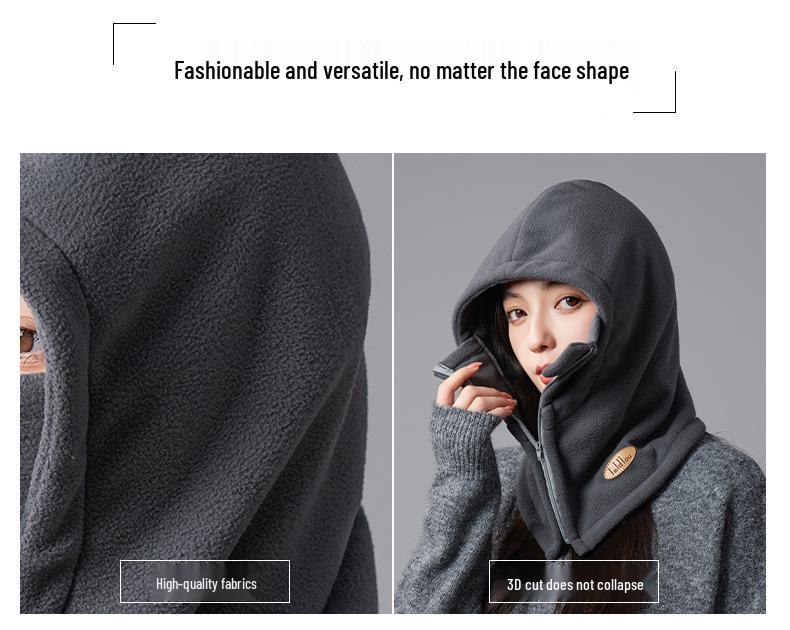 Women's Winter Outdoor Windproof Cycling Hat & Scarf Combo - Thick, Warm, Lei Feng Style