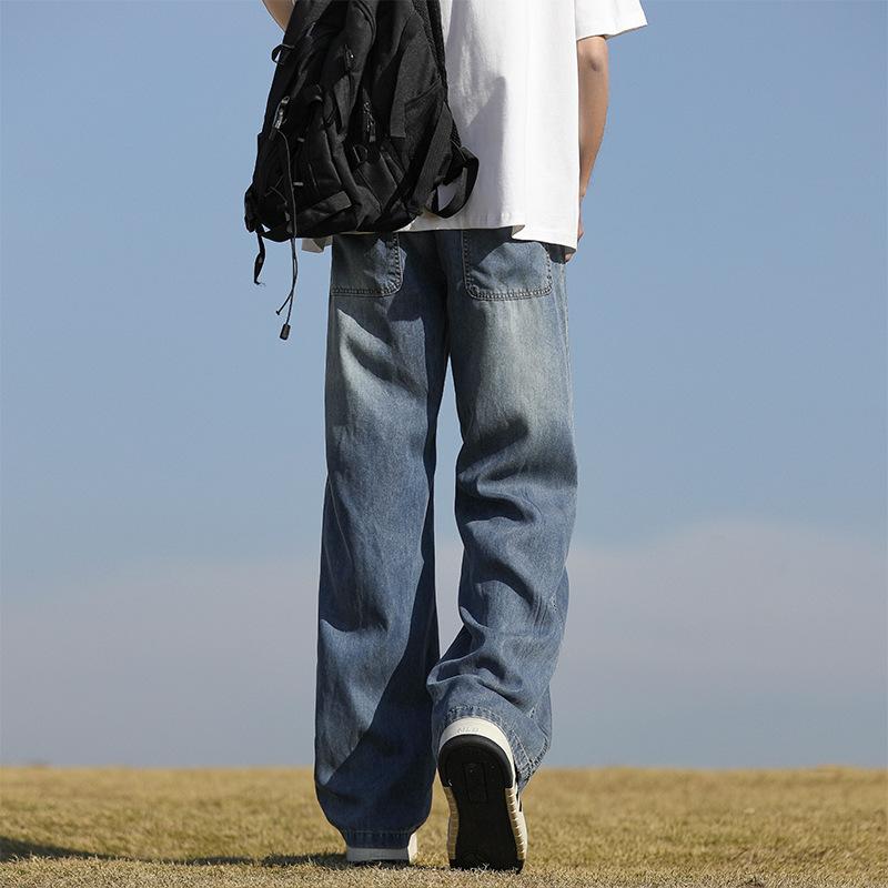 Summer Retro Jeans Men's New Style Loose Straight Young Wide-leg Casual Pants