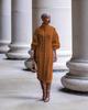 European & American Women's High Neck Knitted Slit Dress