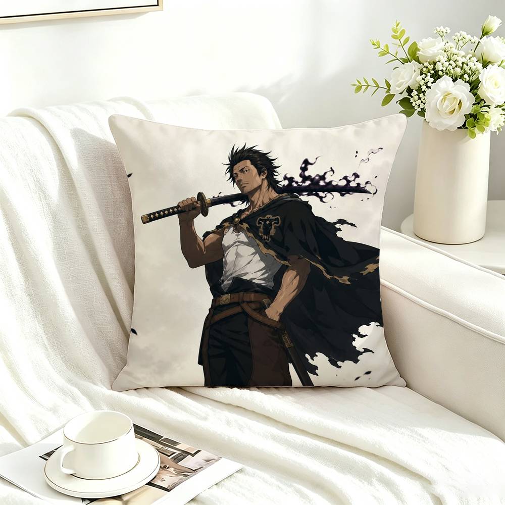 Black C-Clover Yami Sukehiro Square Double-Sided printed Pillow Case Bedroom Bedside Pillow Sofa Cushion Cover
