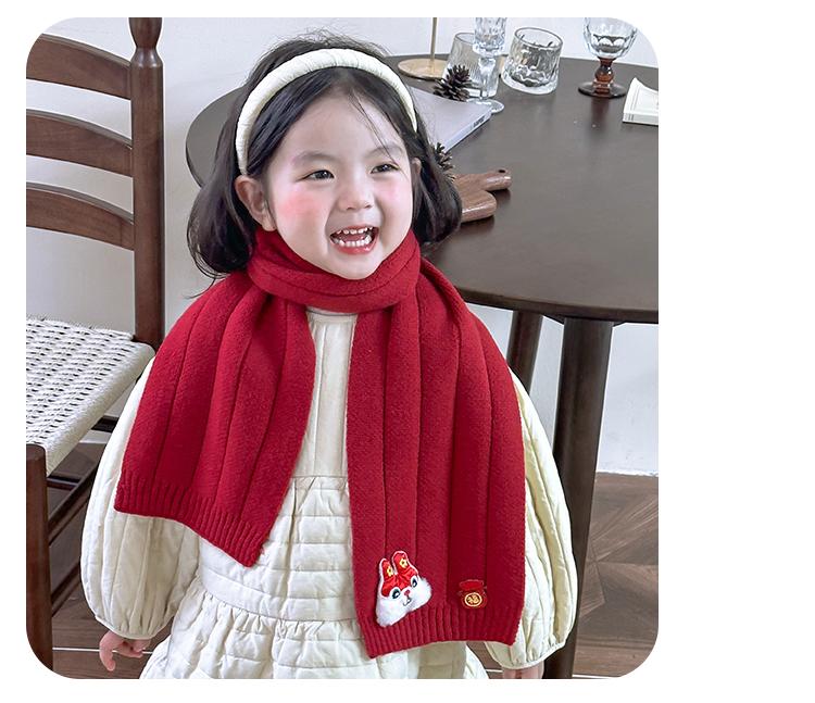 New Year's Red Children's Autumn Knitted Scarf