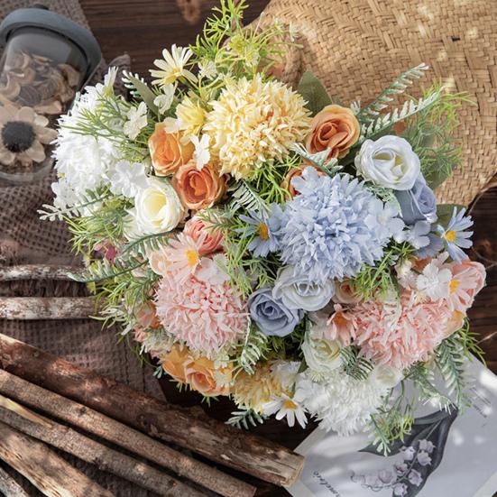 Simulation Flower Practical Anti-fading Vivid Color Artificial Flower DIY Peony Fake Artificial Rose Bouquet Wedding Accessories