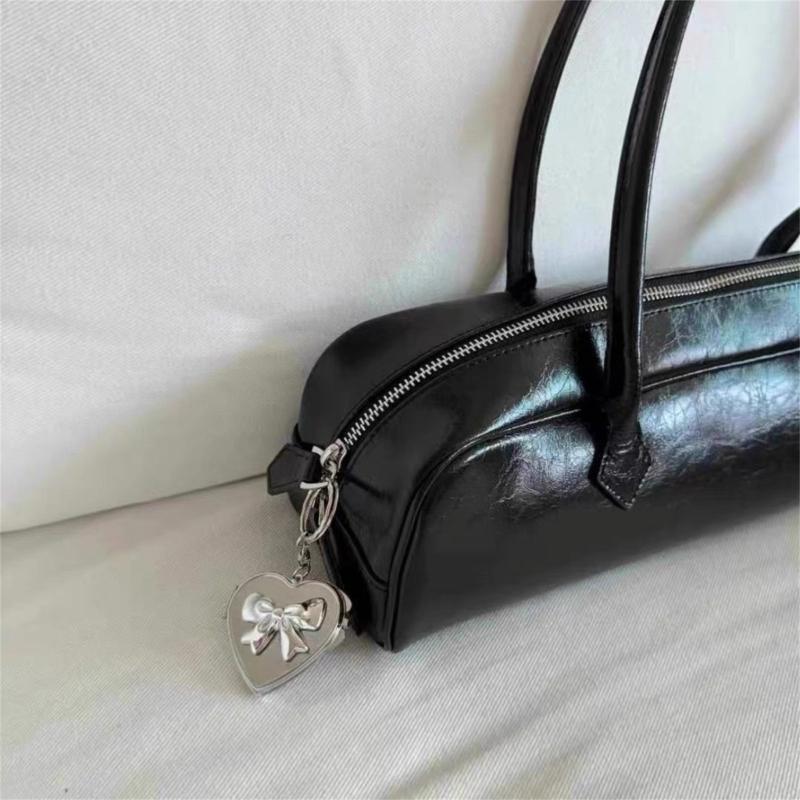 Lovely Bowknot Love Heart Charm Pendant Portable and Sturdy Acrylics Alloy Keychain Accessory for Fashionable Women