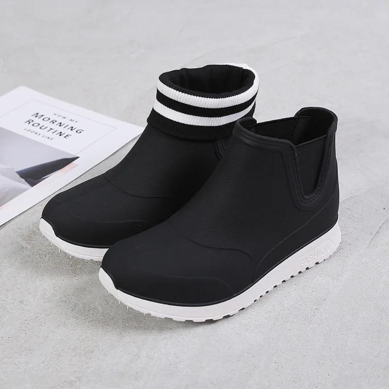 Fashion Rain Shoes for Lovers Rubber Shoe Platform Ankle Boots Autumn Winter Slip On Booties Boots for Men Waterproof Work Botas Hombres