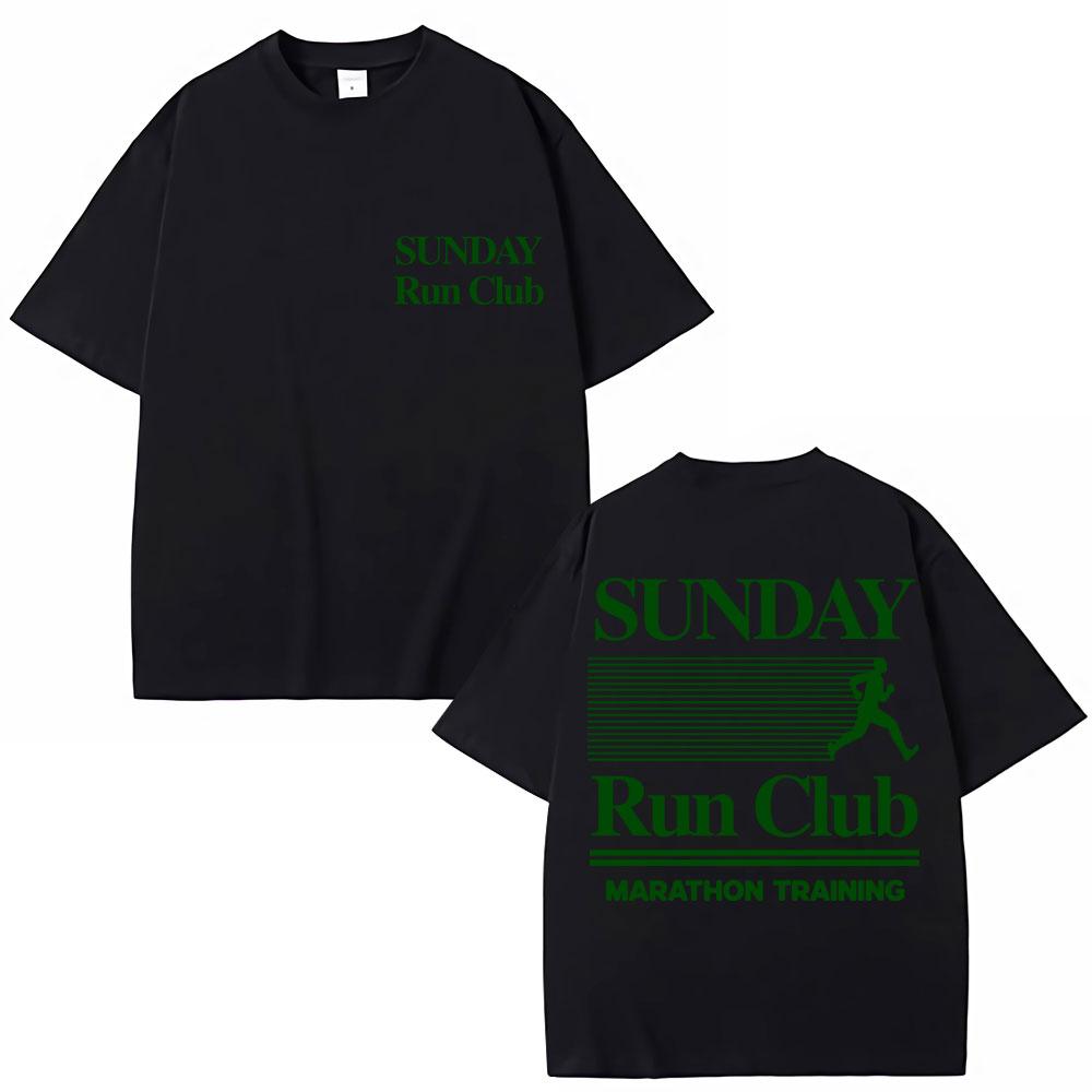 Sunday Running Club Graphic Summer T Shirt Cotton Breathable Sporty Jogging Tshirts Unisex Women Oversized Cotton Casual Tshirt