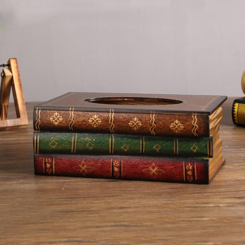 Evropský styl falešná kniha tkáňový box Vintage