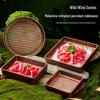 Mountain Wild Style Melamine Hot Pot Platter Set: Tripe, Snowflake Beef, Fatty Meat Roll Plates