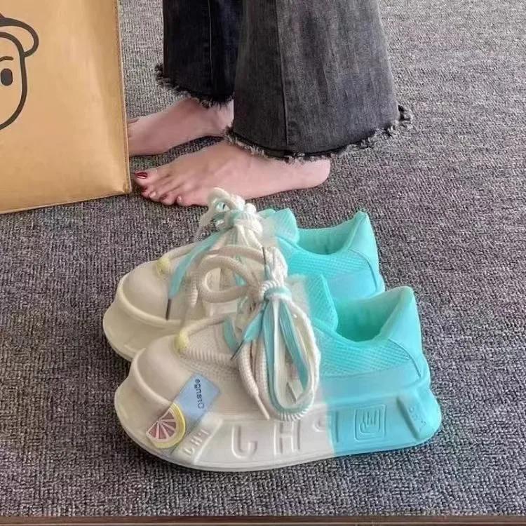 Fashion Luxury New Women's Trendy Versatile Colored Casual Shoes Spring and Autumn Thick Soles Increase Comfort Sports Board Shoes