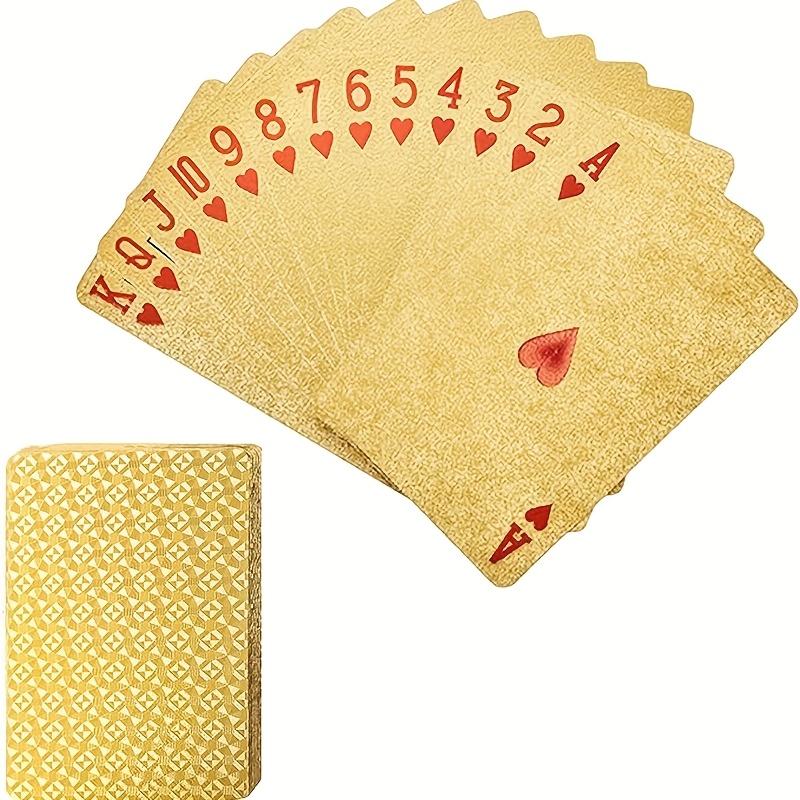 

Водонепроникні ПВХ гральні карти з золотою фольгою, стійкі до згинання, підходять для сімейних посиденьок, ігор на вечірках, подарунків на Різдво, Хелловін, Великдень