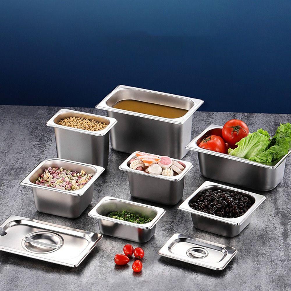 Stainless Steel Canteen Food Basin Rectangular Food Preparation Box Food Storage Box  Commercial