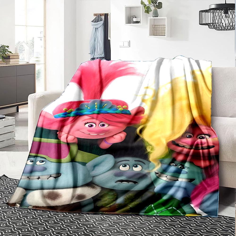Trolls Theme Printed Blanket - Perfect for Couch, Bed, Travel & Outdoor Use | Machine Washable, Cozy & Durable.