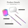 1pc Stainless Steel Makeup Mirror for Eyelash Extensions, Portable Handheld Mirror with Detachable Design, Polished Finish, Flower-Themed Frame