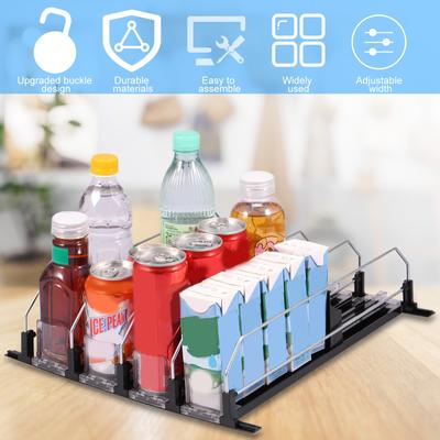 Getränke-Organizer für den Kühlschrank, selbstschiebender Soda-Dosen-Spender mit Verriegelungsdesign, 3 Reihen, Kühlschrank-Getränke-Spender, verstellbare Breite