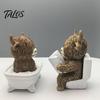 Decorative Cow Statue Highland Bathroom Figurine Funny Scottish Cattle Sitting on Toilet Resin Calf Bedroom Animal Ornament Bathing Sculpture for Home