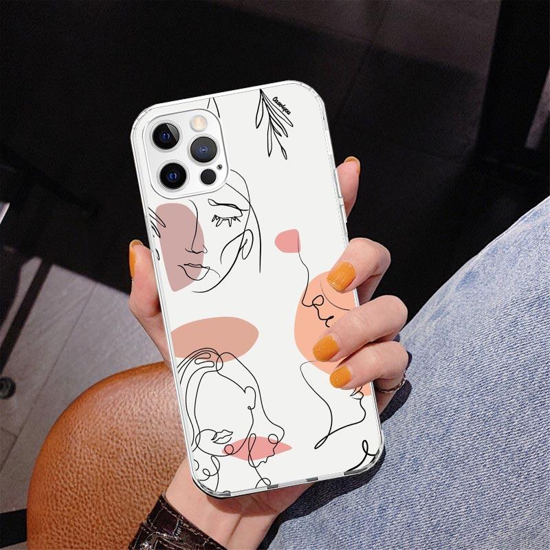 Abstract Line Women Face Phnoe Case for Iphone 17 Air 16 11 12 13 Mini 14 Plus 15 Pro Max 7 8E SE 2020 16ProMax Phone Cover Coqu