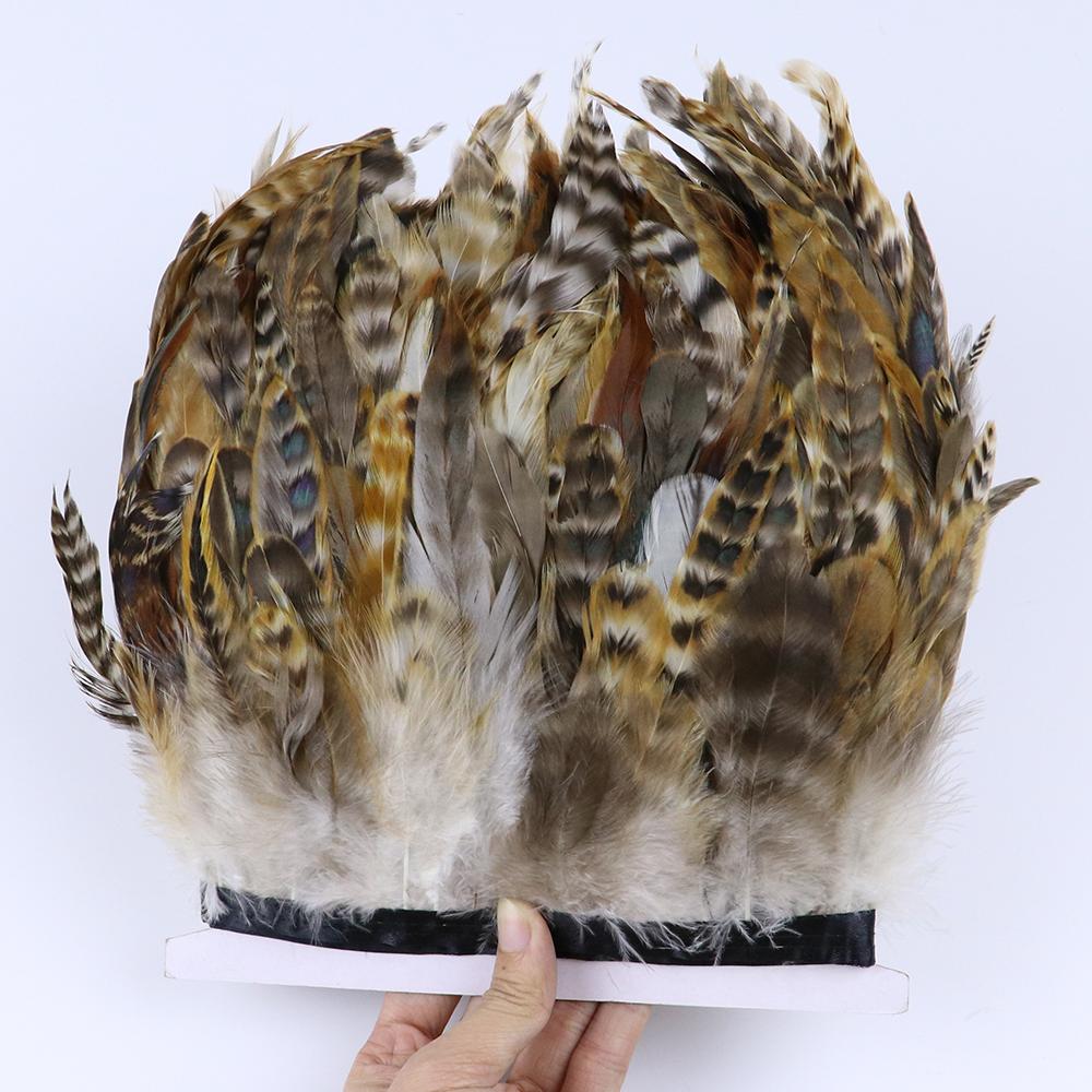 1 Meter Balck Rooster Hair Natural Feathers  Trim Fringe 13-18cm Ribbon for Sewing Clothing Party Decorations Craft Accessories