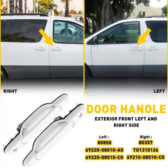 2Pcs White Front L+R Exterior Door Handle For 1998-03 Toyota Sienna Car Outside
