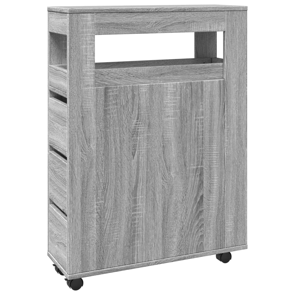 Narrow Bathroom Cabinet with Casters Gray Sonoma Particleboard