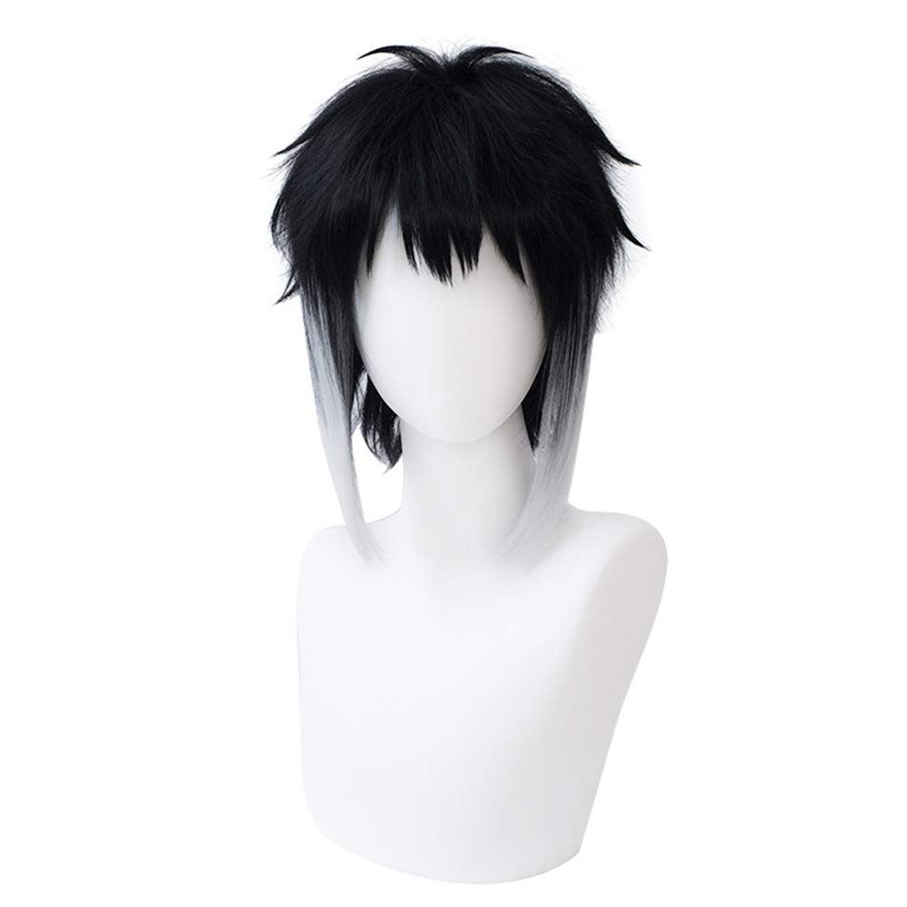 One Piece Akutagawa Ryunosuke Cosplay Wig, Black/Gray, Heat-Resistant