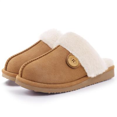 Fashion Comwarm Plush Soft Slippers For Women Winter Fur Fuzzy Soft Fluffy Collar Cozy Slides Indoor Furry Faux Fur Warm House Slippers