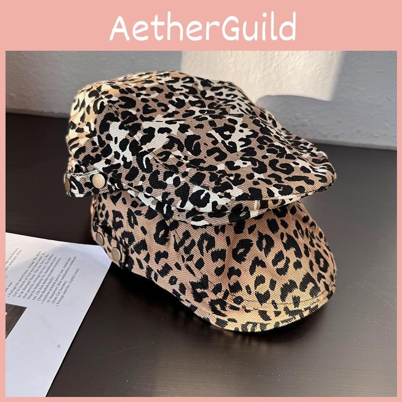 Leopard Edgy Retro Print Duckbill Cap Ventilation Summer Autumn Travel Hats