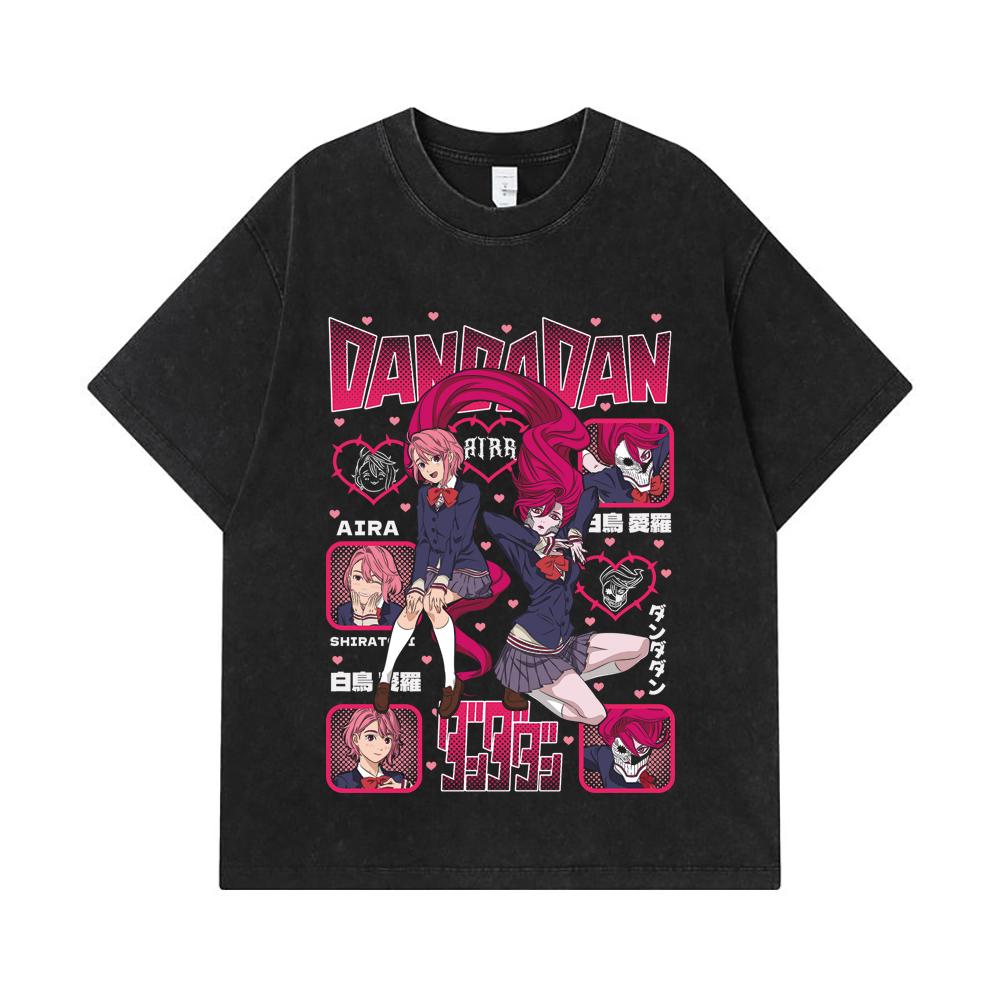 275 GSM Washed T-shirts 100% Cotton Dandadan V11 Aira Print Unisex Heavy Cotton T Shirt