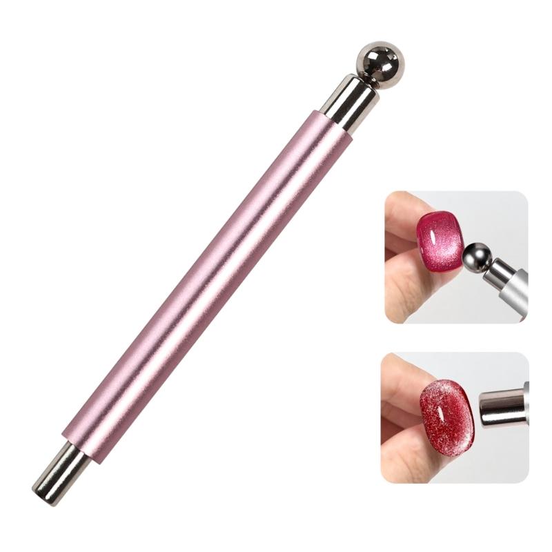 

Double Ended Magnetic Nails Art Tool Light weight Aluminum Handle Efficient Metal Particle Alignment Comfortable Use For Manicures розовый