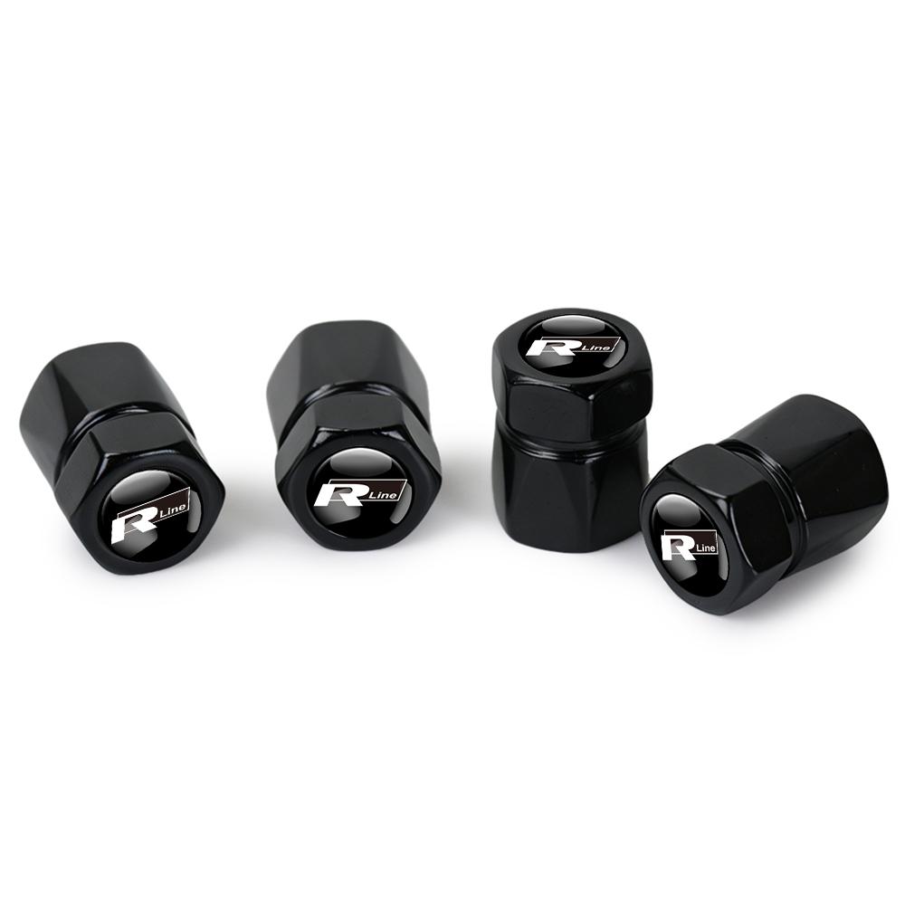 4PCS Car Styling 3D Aluminum Metal Car Wheel Tire Air Valve Caps Cover Valve Cap For VW Rline Passat M161 Tiguan GTI Golf GTD Bora B6