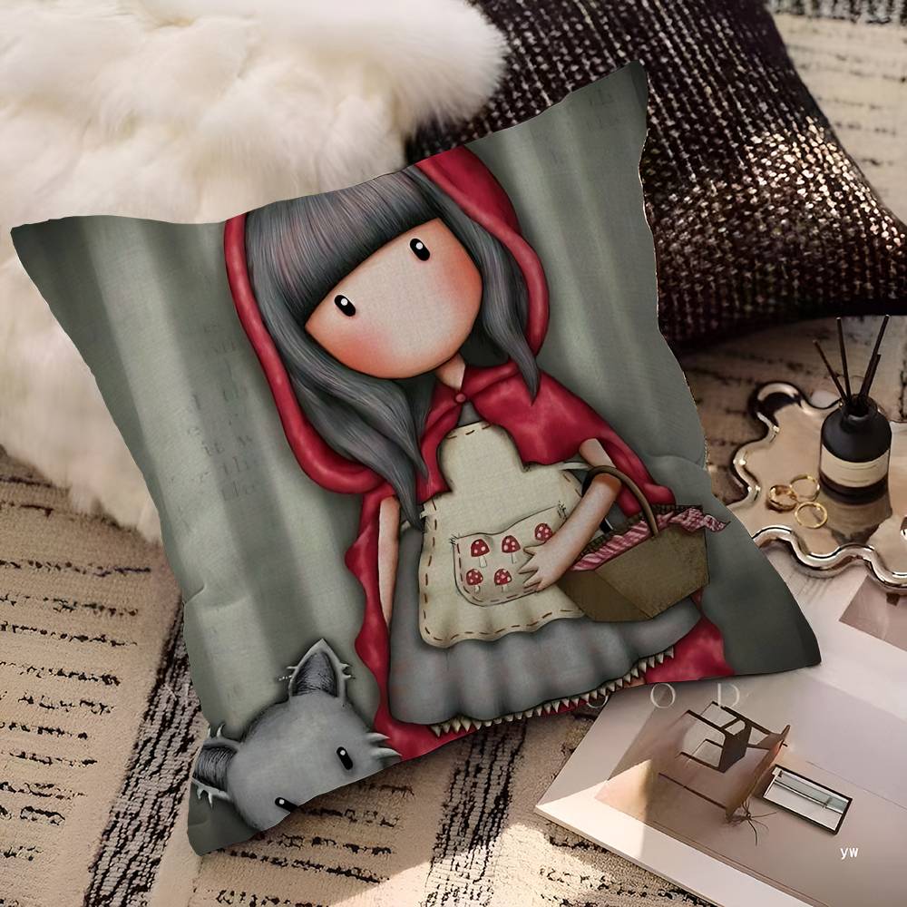 S-Santoro-Gorjuss Cute Cartoon Cushion Cover Polyester Sofa Cushions Decorative Throw Pillows Home Decoration Pillowcover