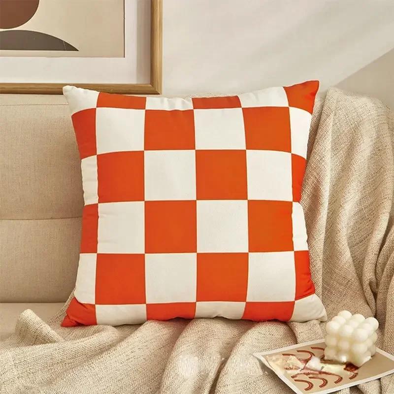 Checkerboard Plaid Cushion Cover Pillowcase Sofa Seat Bed Retro Home Decor
