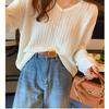 Women's Chic French V-Neck Knit Sweater, Lightweight for Spring/Autumn, Unique Korean-Style Design