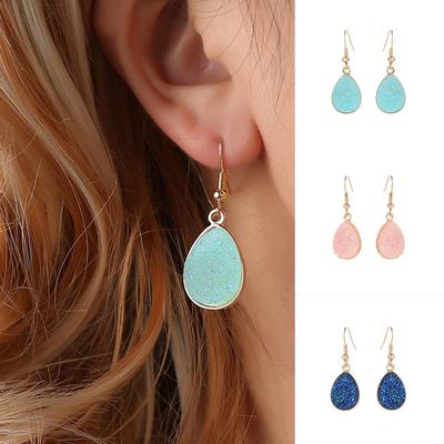 Fashion Women Water Drop Drusy Dangle Hook Earrings Unique Party Jewelry Gift