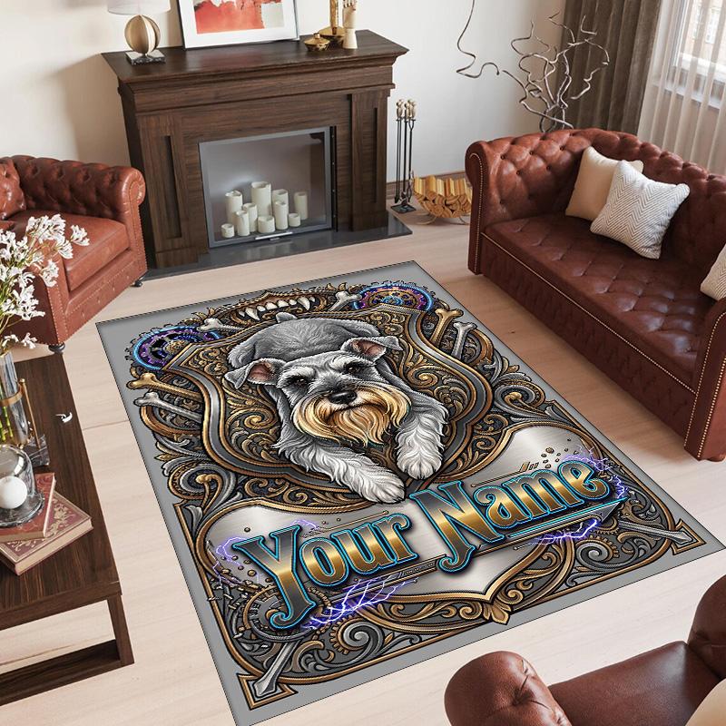 Decorative Artwork Theme Crystal Velvet Rug Personalized Custom Name Text Soft Floor Mat Home Decor