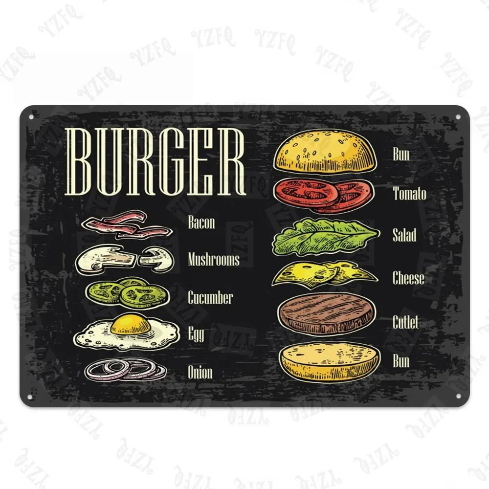 Chalkboard Art Coffee Menu Metal Sign Burger Bar Decorative Signs Wall kitchen Cafe Shop Home Art Craft Decor 30X20CM XP(947)A
