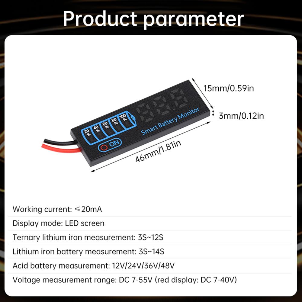 3-14S DC7-55V Batteriestandsanzeige Voltmeter Blei-Säure-Batterie Kapazität Lade-Tester LED-Anzeige Displayplatine