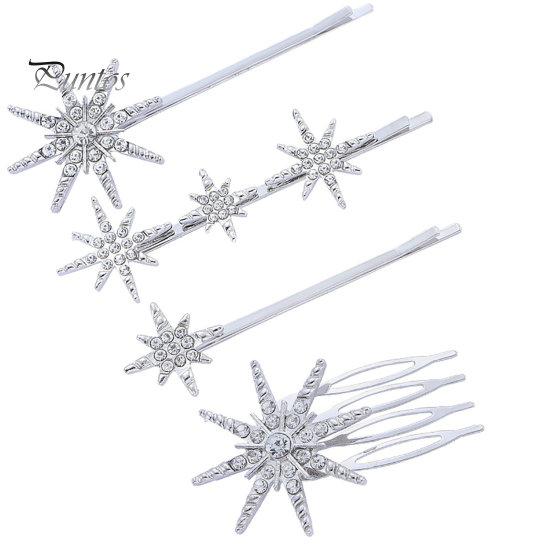 Wedding Hairpin 4Pcs/Set Star Shape Bridal Hairpins Shining Rhinestones Hair Clips Clip Decor Fashion Accessories Bangs
