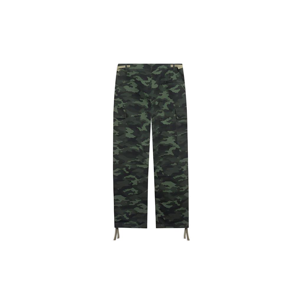 Li Ning Golden Era All Over Print Camouflage Pattern Button Straight Casual Pants Men Bottoms Green AKXT047-4