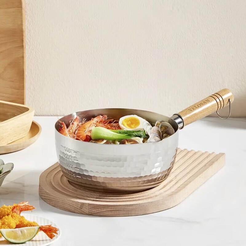 Velosan 18cm Hammered Stainless Steel Yukihira Pot