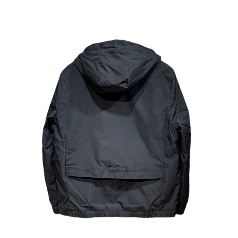 Men's Trendy Korean-Style Hooded Workwear Jacket - Slim, Solid Color, for Spring & Autumn