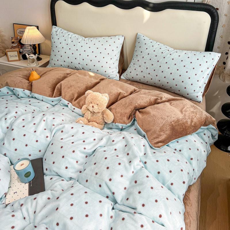 Winter Milk Fleece Bedding Set Coral Thick Sheet Duvet Cover Student Dorm