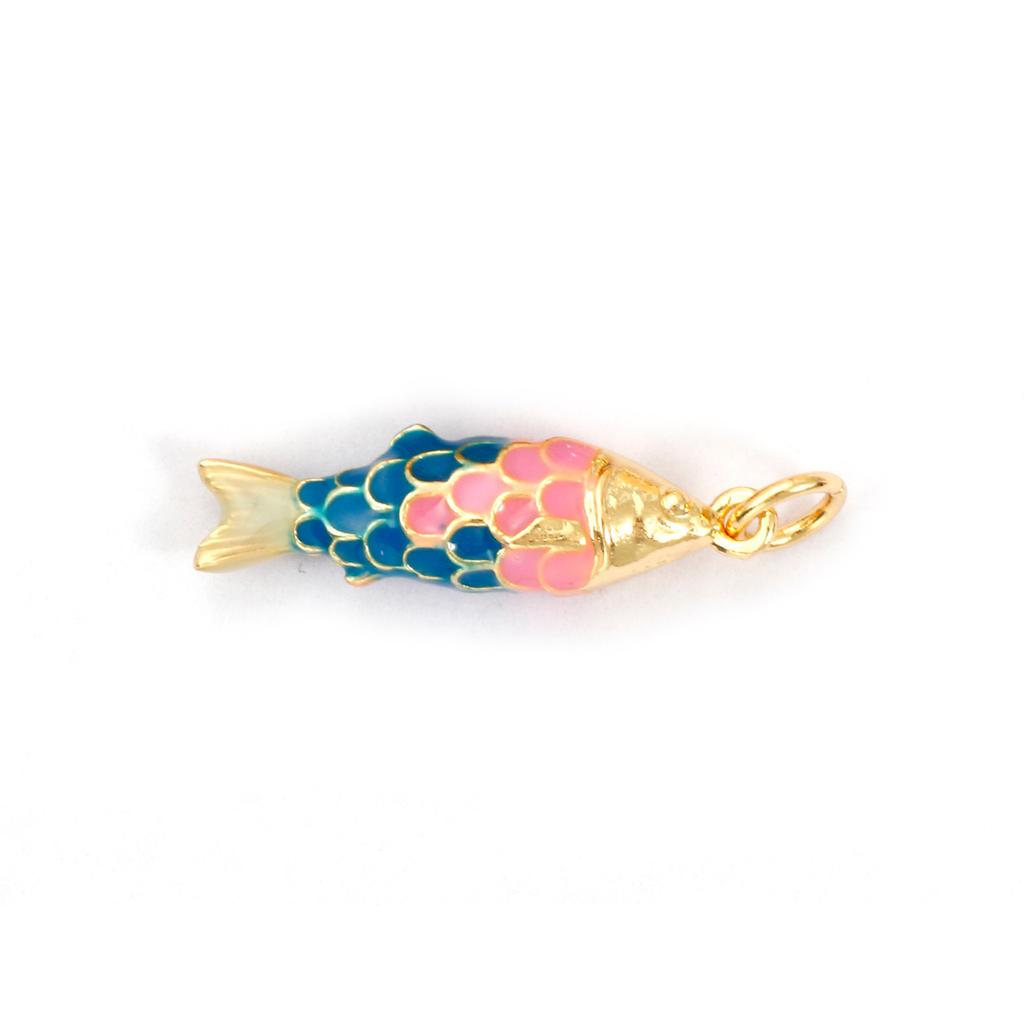 1 Piece Brass Ocean Jewelry Charms Carp Fish 18K Gold Plated Colorful Enamel Fish Pendant For DIY Necklace Making 26x6.5mm