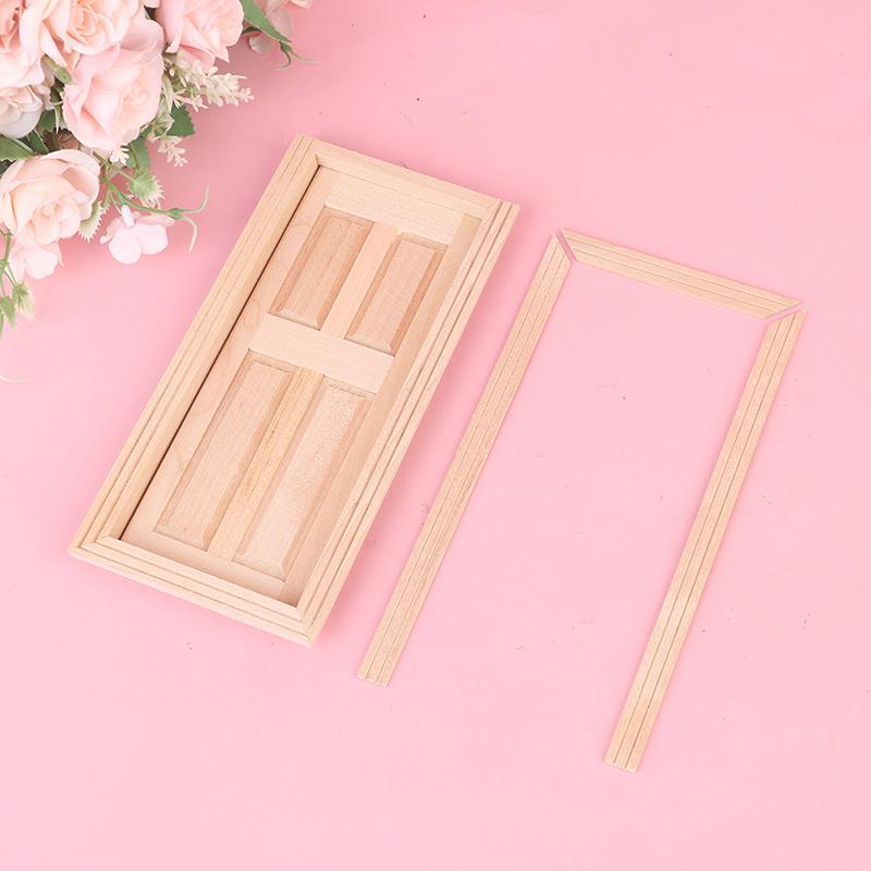 1/12 Dollhouse Miniature Wood External Door Unpainted Doll House Diy Accessories
