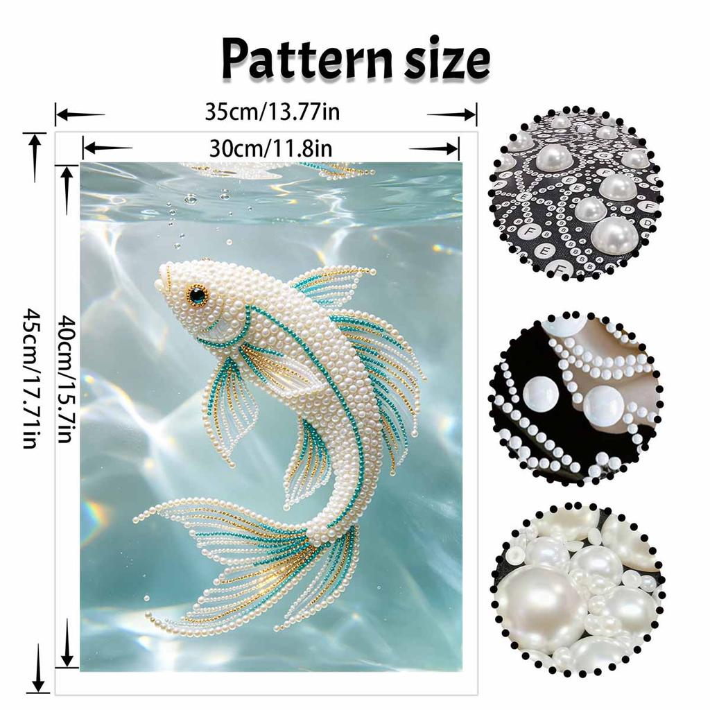 5D Round Pearl Painting Kit Elegant Fish Pattern DIY Handmade Rhinestone Art Home Interior Decor Gift