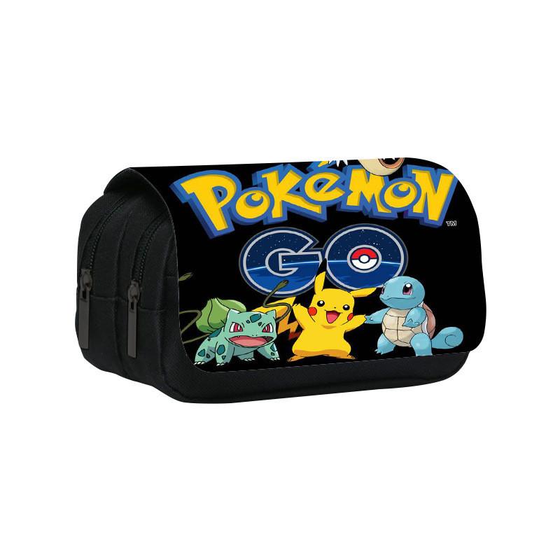 Pokemon Muster Doppellagige Klapphülle Aufbewahrung für Schreibwaren Federmäppchen Für Schüler und Kinder
