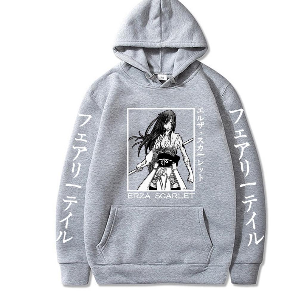 Fairy Tail Print Anime Men's Hoodie Erza Scarlet Clothes Tops Men's Women Loose Sweatshirts Hip Hop Streetwear Harajuku Pullover