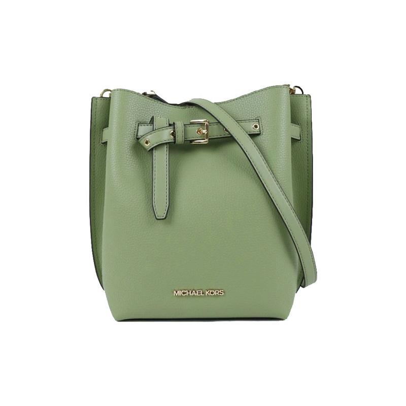 MICHAEL KORS Emilia Solid Color Fashion Leather Bucket Bag Shoulder Crossbody Bag Small Women's Light Sage