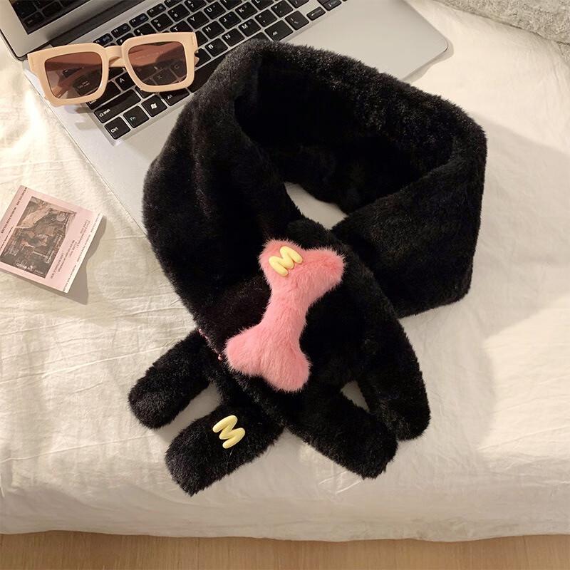 

Fumaide Cute Plush Winter Gloves & Bone Scarf Set