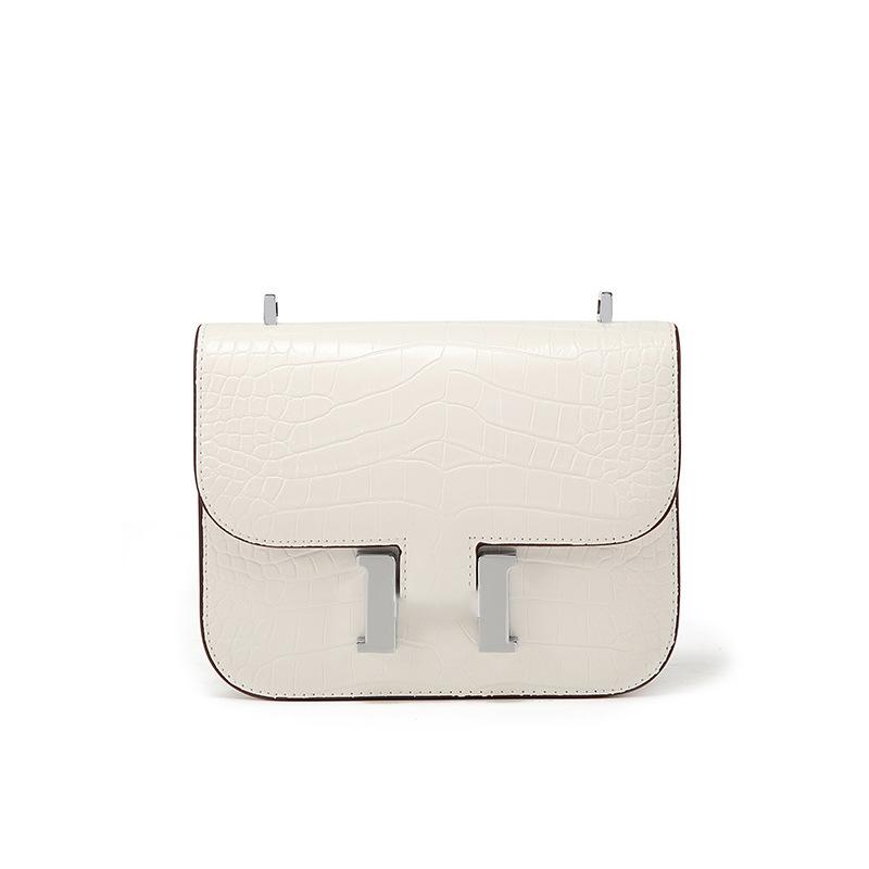 

Сумка Kangkang с H-образной пряжкой, с крокодиловым узором, сумка стюардессы, женская новая высококлассная наплечная сумка-мессенджер, сумка-коробка, сумка-тофу, фабрика 23-17-7cm