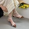 Fashion Female Shallow Footwear Ladies Low Heel Sandals Shoes Summer Spring Fashion Pointed Toe Elegant Women Heeled Sandals Shoes