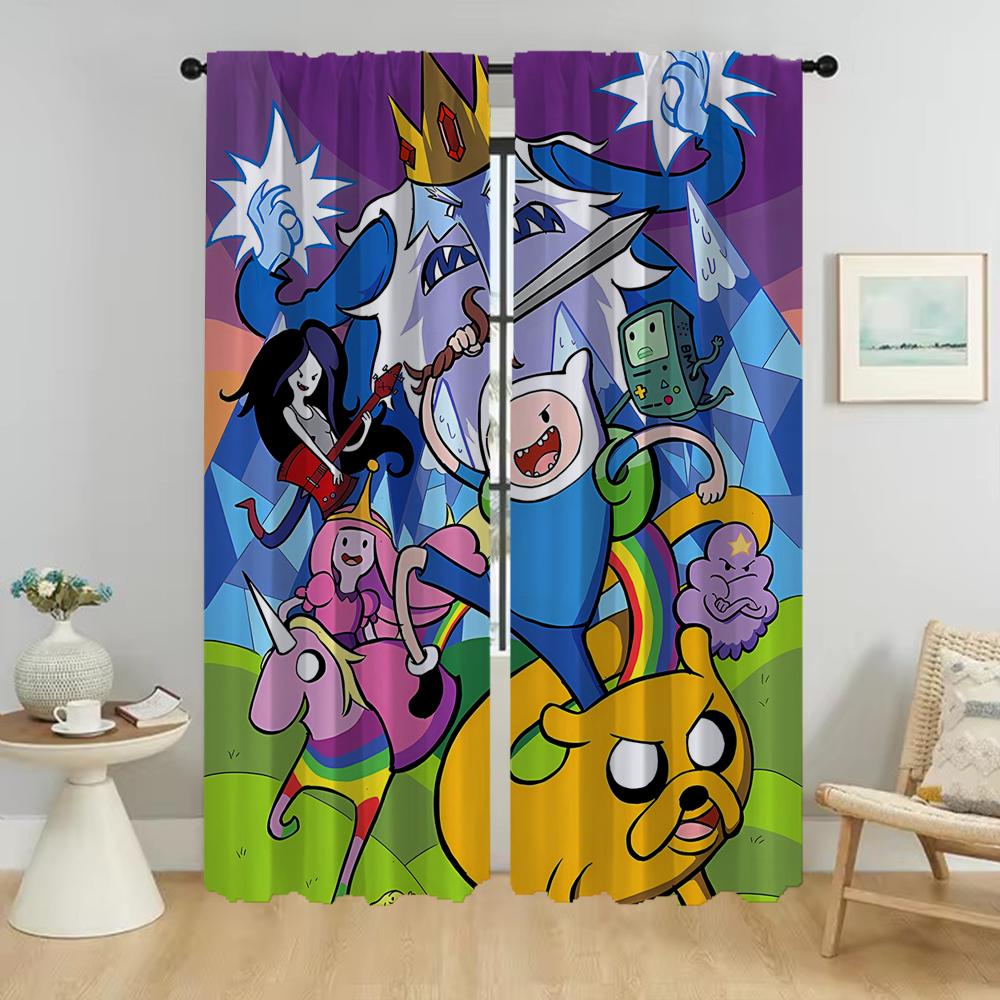 Adventures Time Anti-mosquito Curtains for Camera Modern Living Room Curtains 2 Pieces Shades Tulle for Bedroom Partition Child